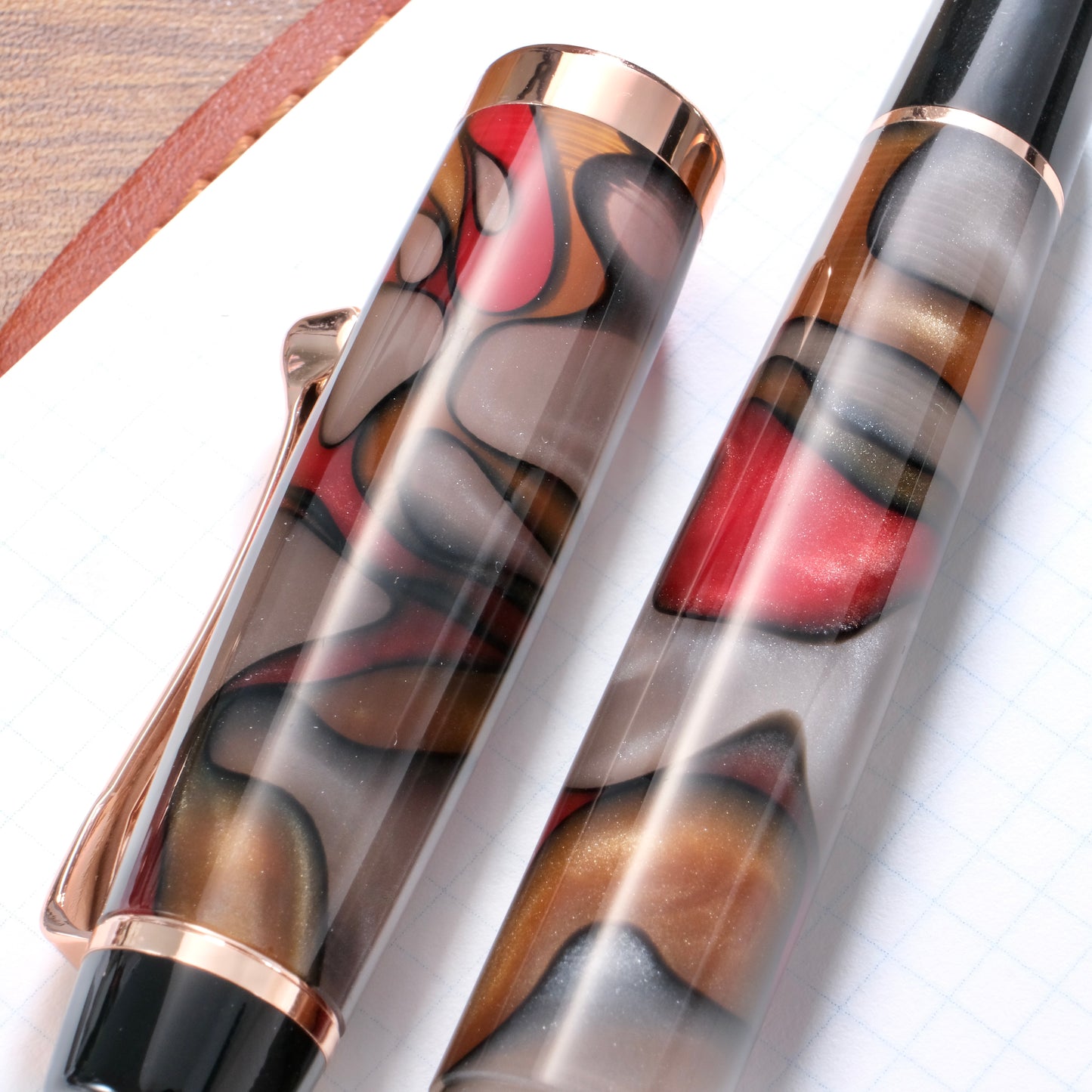Opus 88 Harmony Eyedropper Fountain Pen - Red & Gray