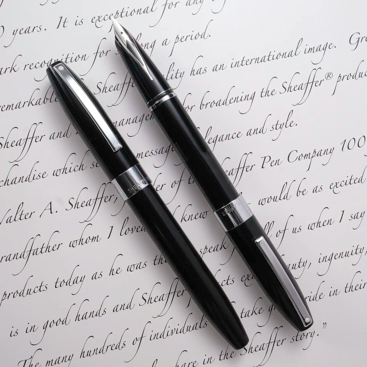 Schaefer Writing Sheaffer Legacy Fountain Pen - Black, Chrome Trim – Muze Pens