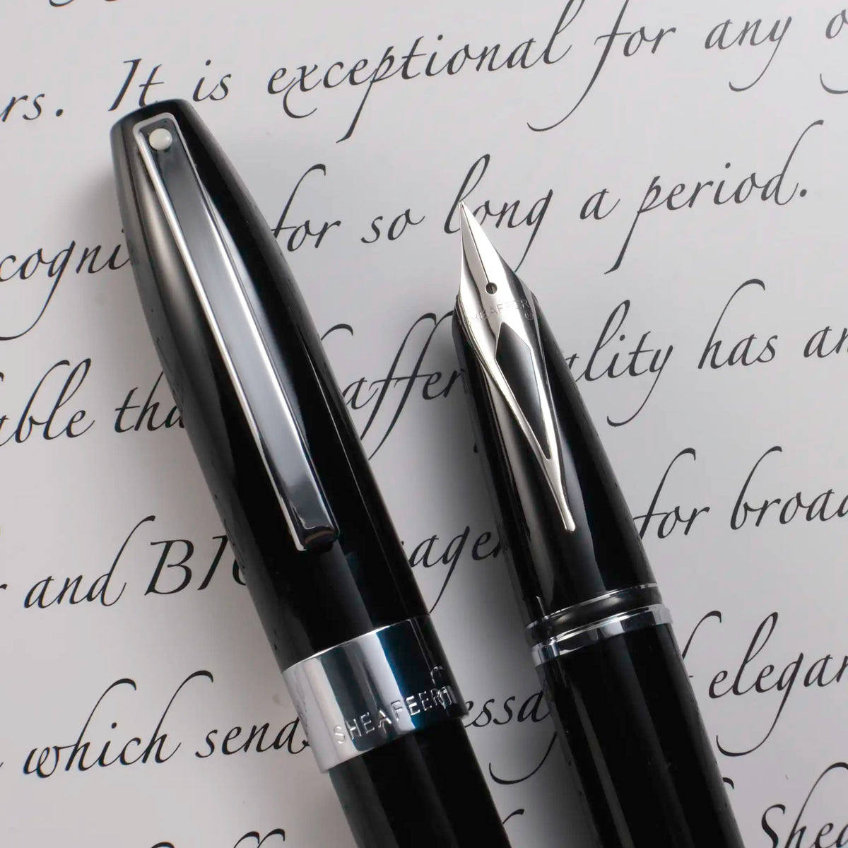 Schaefer Writing Sheaffer Legacy Fountain Pen - Black, Chrome Trim – Muze Pens
