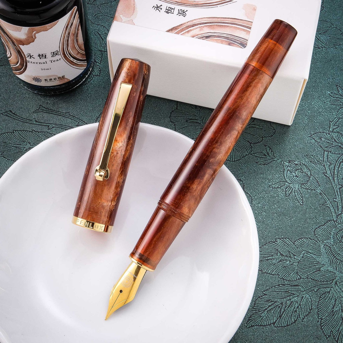Penlux x Lennon Tool Bar Concerto Fountain Pen & Ink Set - Amber