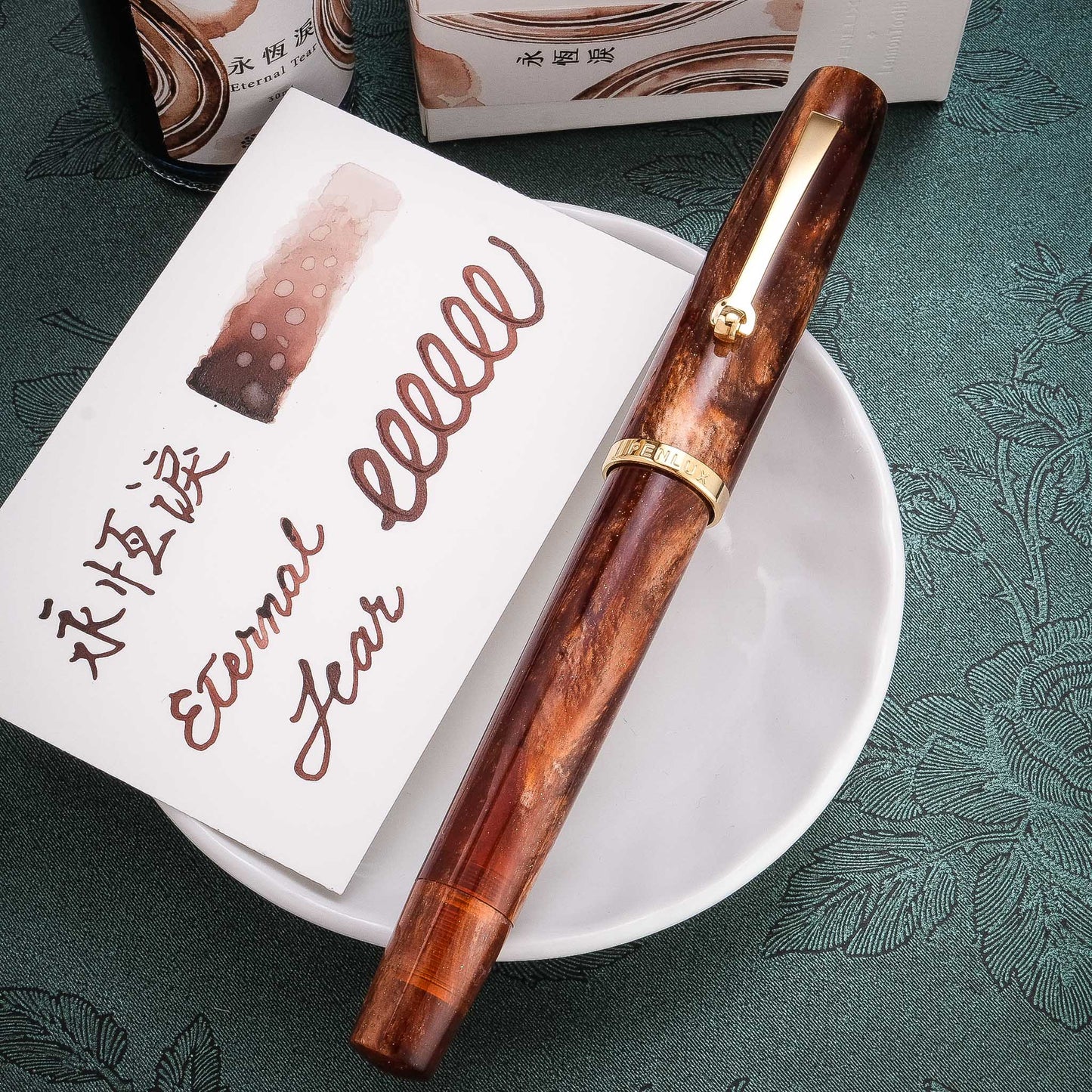 Penlux x Lennon Tool Bar Concerto Fountain Pen & Ink Set - Amber