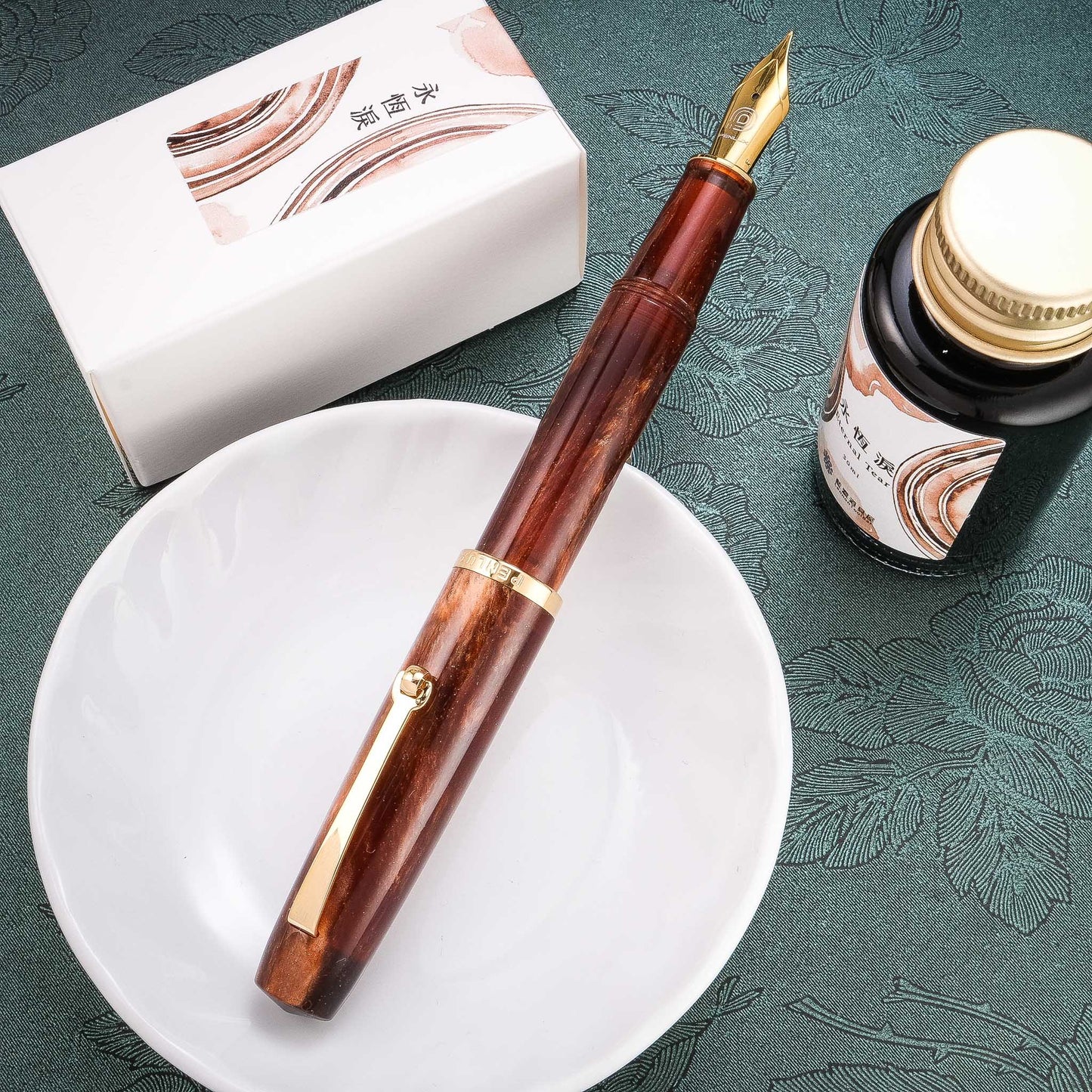 Penlux x Lennon Tool Bar Concerto Fountain Pen & Ink Set - Amber