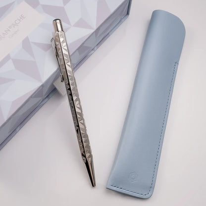 Caran d'Ache Ecridor Alpine Frost Ballpoint Pen & Polar Blue Leather Case Set