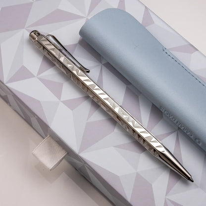 Caran d'Ache Ecridor Alpine Frost Ballpoint Pen & Polar Blue Leather Case Set
