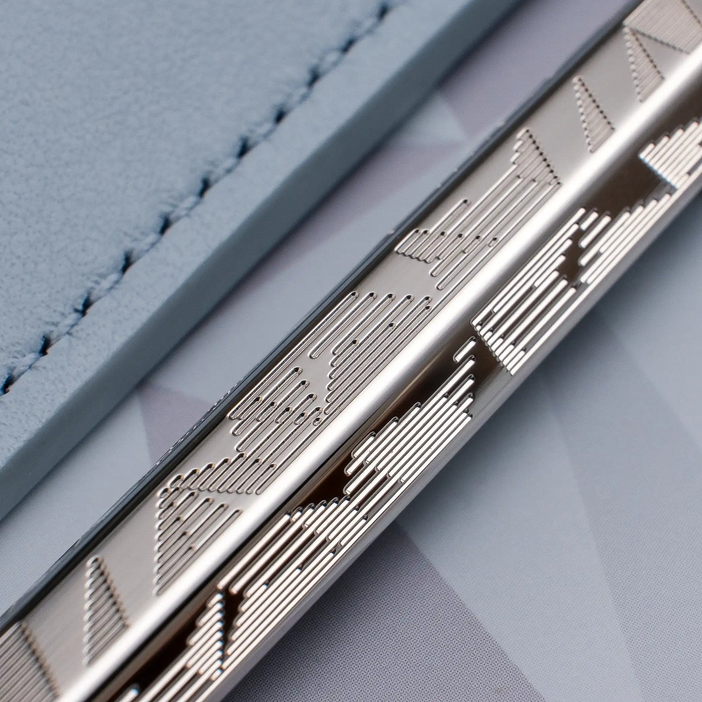 Caran d'Ache Ecridor Alpine Frost Ballpoint Pen & Polar Blue Leather Case Set