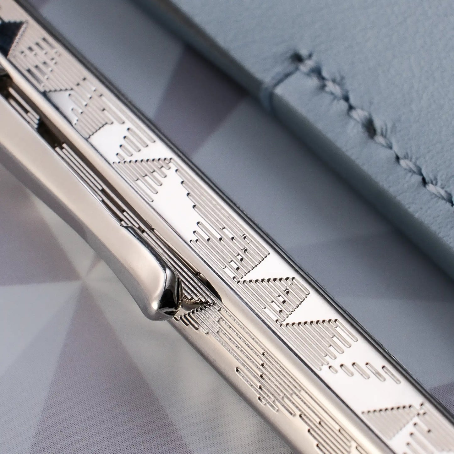 Caran d'Ache Ecridor Alpine Frost Ballpoint Pen & Polar Blue Leather Case Set