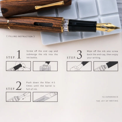 Fine Writing International Wooden Vacuum Filler Fountain Pen - Bocote