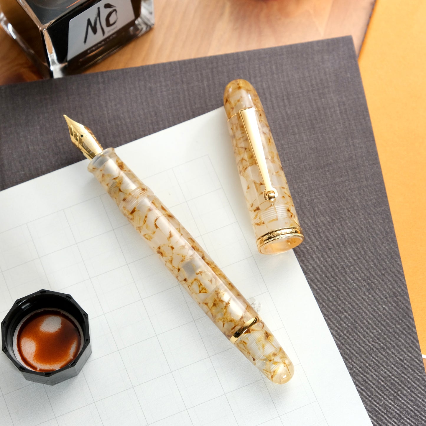 Penlux Masterpiece Grande Koi Fountain Pen - Golden Crystal