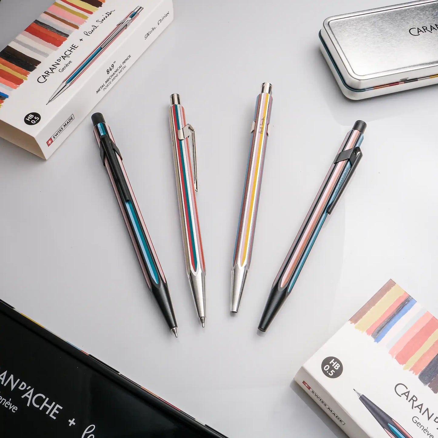 Caran d'Ache + Paul Smith 5th Edition 849 Ballpoint Pen - Gray Silver