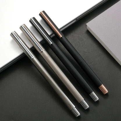 Faber-Castell Neo Slim Metal Fountain Pen - Black Matte (Shiny Chromed)