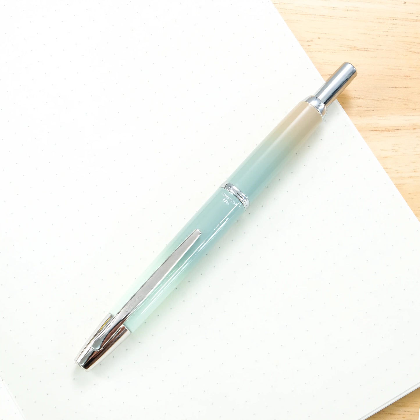 Nagasawa Capless Fountain Pen - Kobe Gradation Higashi-Kawasaki Harbor-Mint - Silver Trim (Limited Edition)