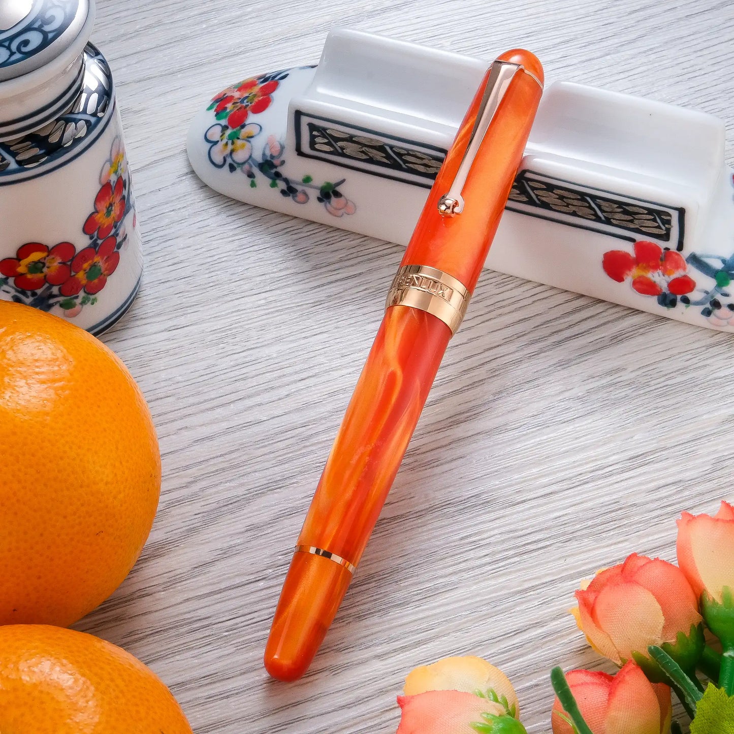 Penlux Masterpiece Delgado Fountain Pen - Tangerine