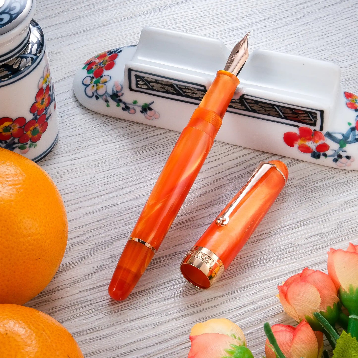 Penlux Masterpiece Delgado Fountain Pen - Tangerine