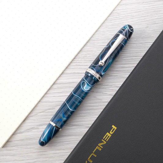 Penlux Masterpiece Grande Fountain Pen - Blue Swirl