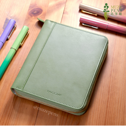 TACCIA Kin-ran x Leather 5 Slot Zipper Pen Case - Light Green