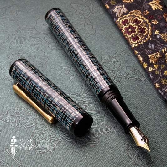 TACCIA Tweed Urushi Fountain Pen - Turquoise Black