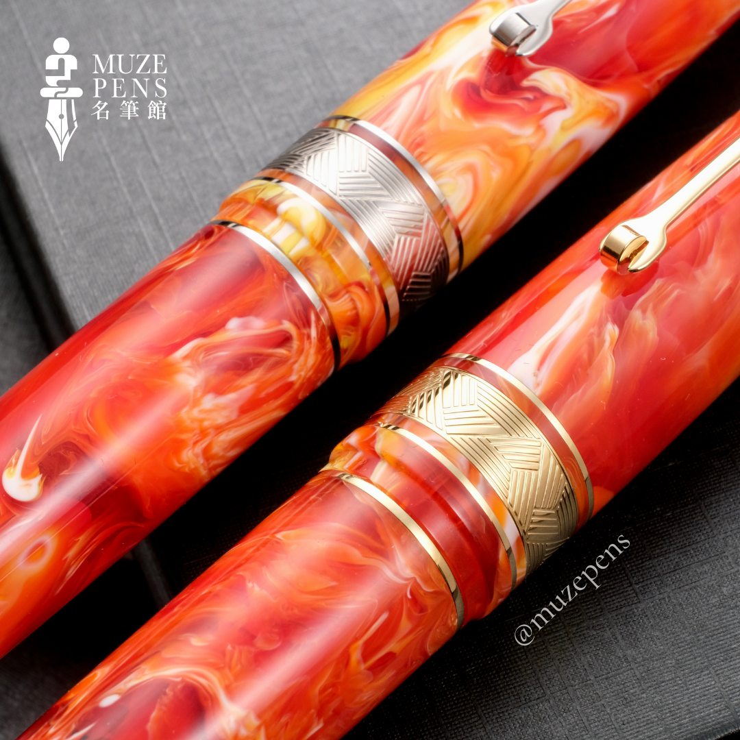 Leonardo Officina Italiana Momento Zero Grande Limited Edition Fountain Pen - Primary Manipulation Warm Tones, Gold Trim