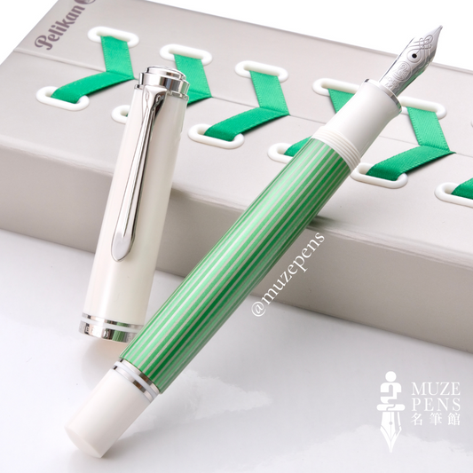 Pelikan M605 Fountain Pen - Green & White 活塞鋼筆 - 綠白條紋